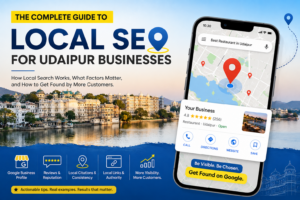 "Customer searching Google Maps for a business in Udaipur"