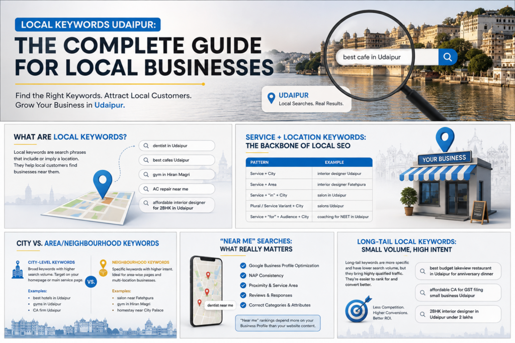 Four types of search intent chart for local keyword research Udaipur