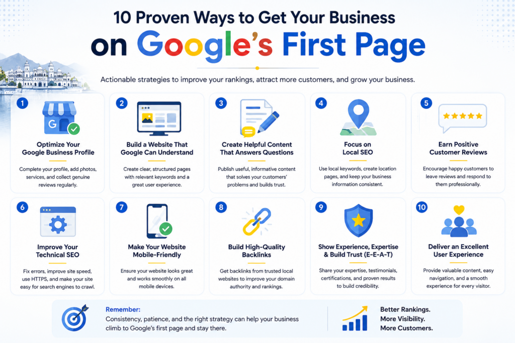 10 Proven ways to get your business on google's 1st page.